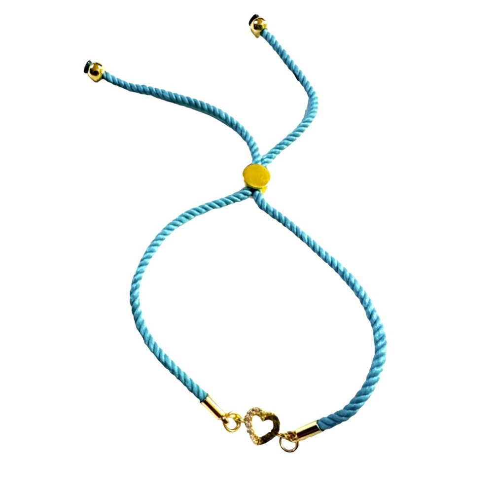 Turquoise Macrame Heart Center Adjustable Bracelet